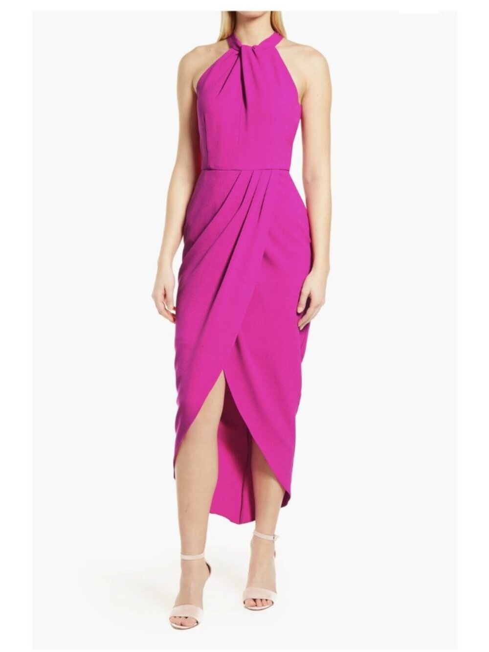 Julia Jordan Knot Neck Halter Dress Size 16 Pink